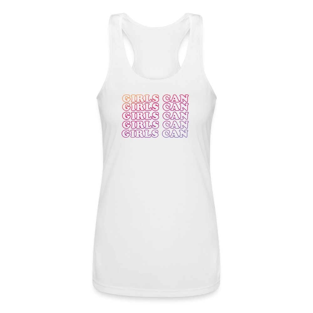 'Girls Can' Empowering Fitness Fam Performance Tank Top - Motivational Workout Apparel for Women" - Fitness Fam Apparel - Women’s Performance Racerback Tank TopSPOD
