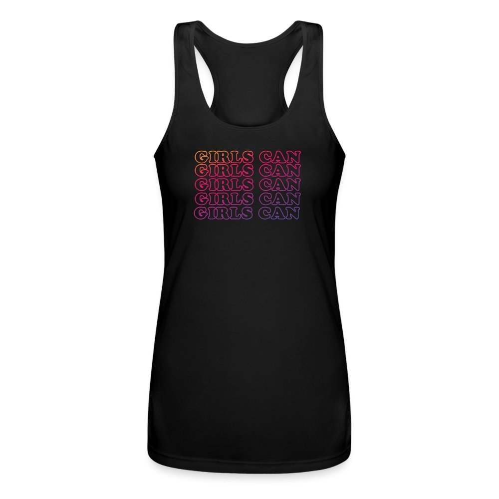 'Girls Can' Empowering Fitness Fam Performance Tank Top - Motivational Workout Apparel for Women" - Fitness Fam Apparel - Women’s Performance Racerback Tank TopSPOD