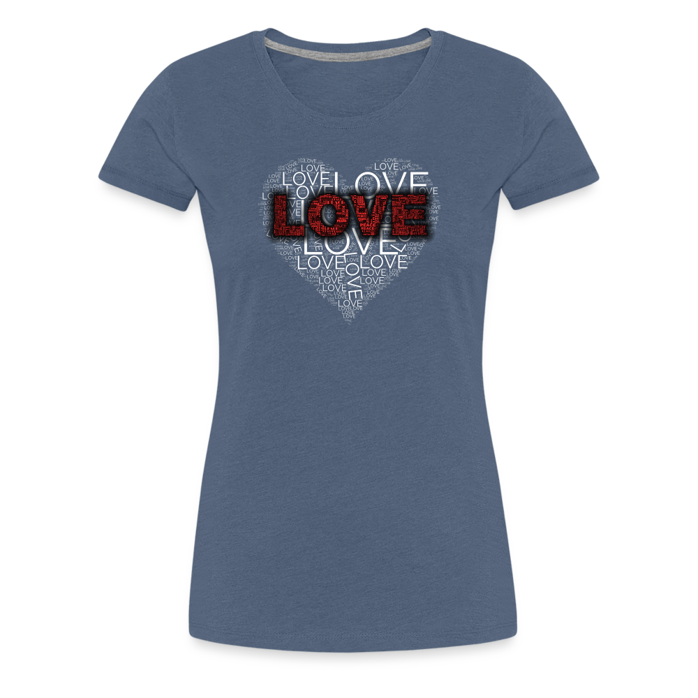 Women’s Love Heart T-shirt - heather blue