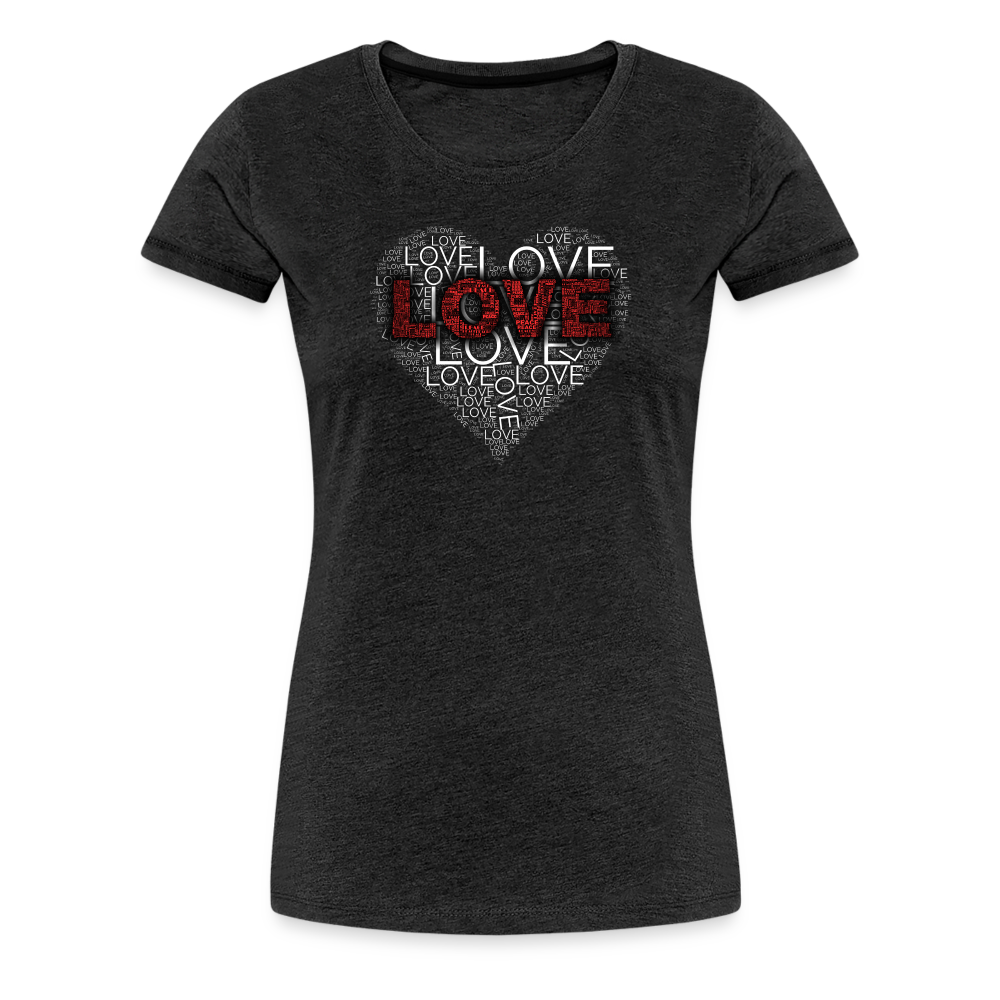 Women’s Love Heart T-shirt - charcoal grey